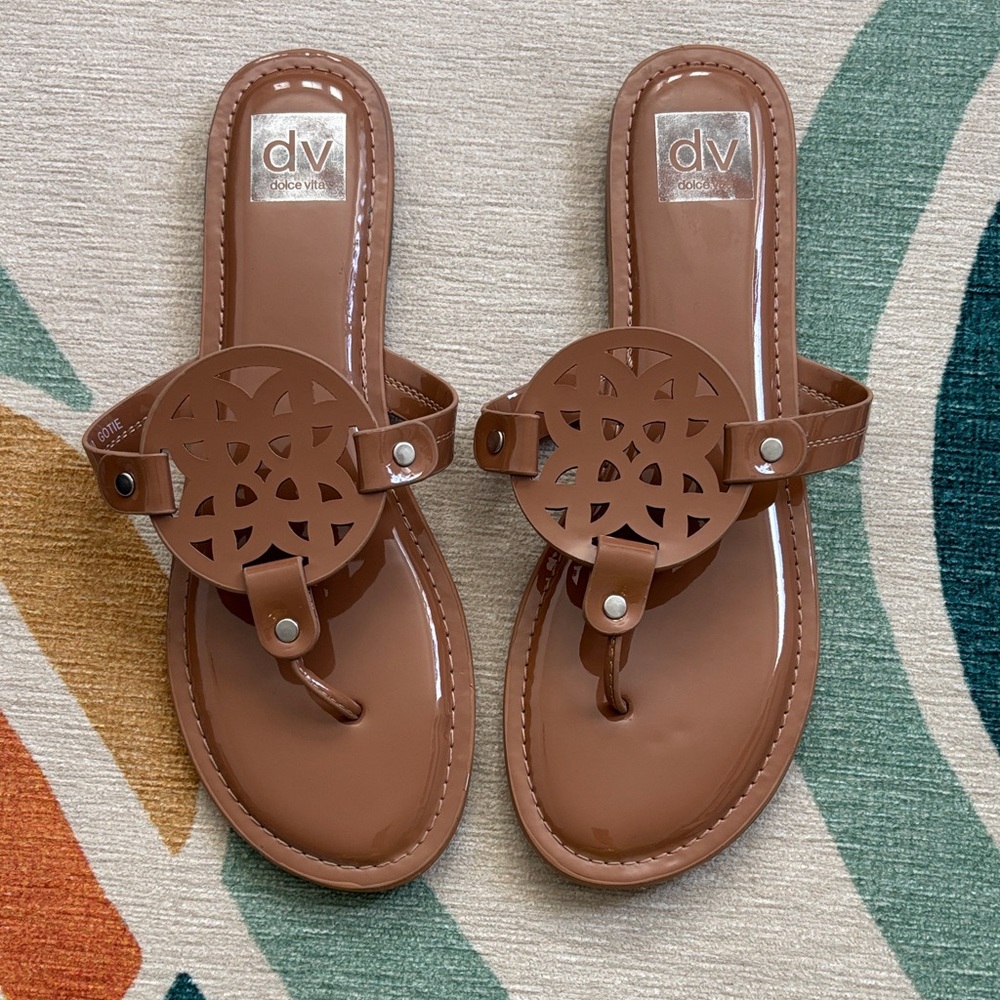 DV by Dolce Vita Tan Cutout Thong Sandals